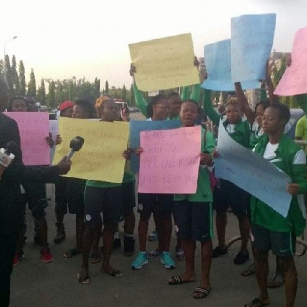 Nigeria's Super Falcons stage protest march to Presidential Villa