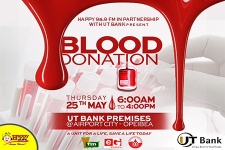 HAPPY FM, UT BANK BLOOD DONATION EXERCISE COMES OFF THURSDAY