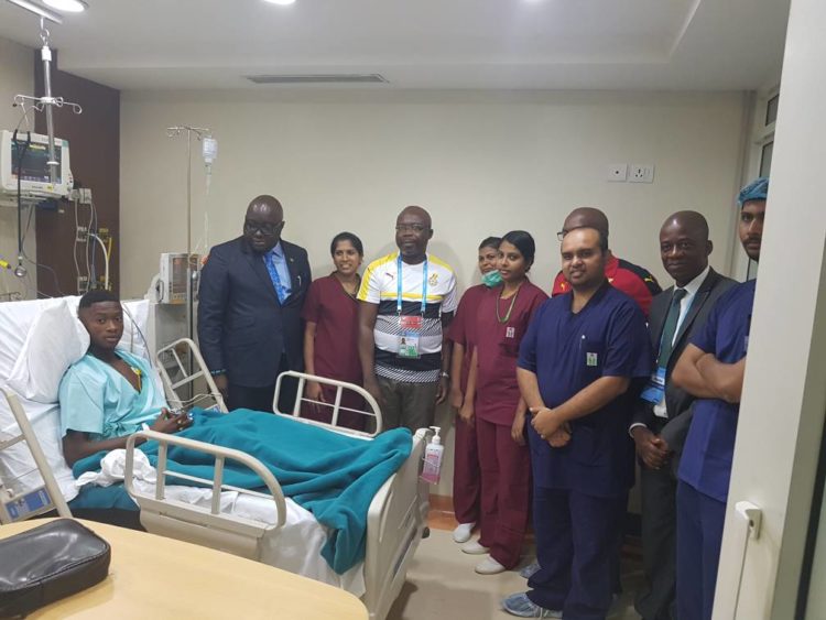 Ghana contingent In India Visits Razak Yusif at Hospital