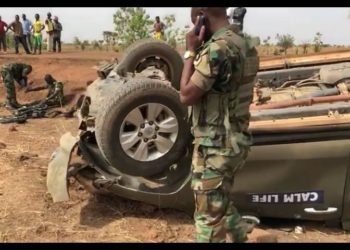 PHOTOS: Military car overturns; 4 soldiers in critical condition