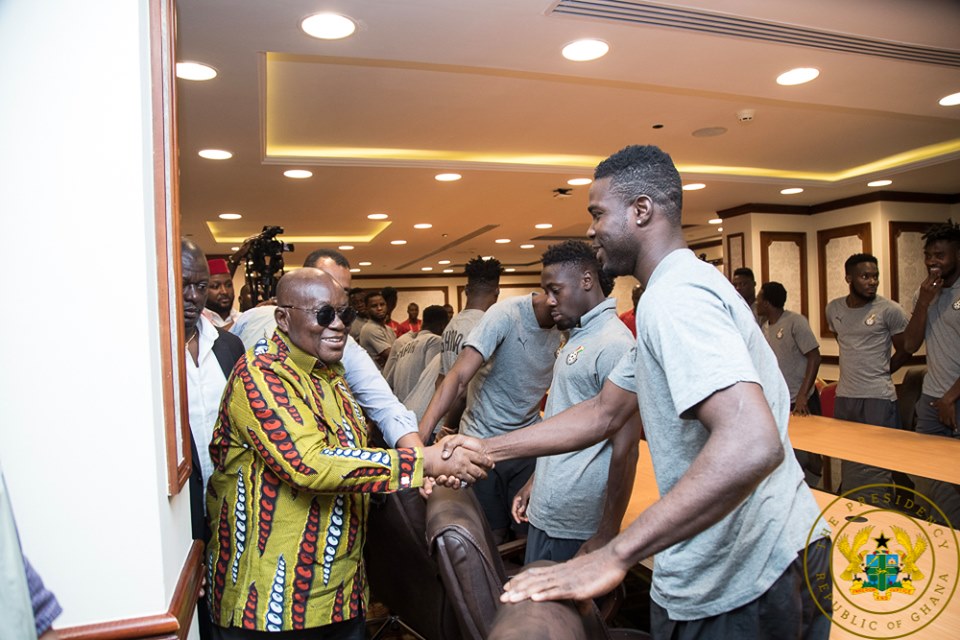 AFCON 2019: Nana Addo’s visits to Black Stars in their hotel ahead of tonight’s game against Benin in Pictures