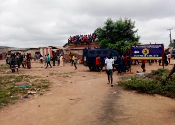 [Photos] Bad roads: Angry Pokuase residents block road, chase MCE