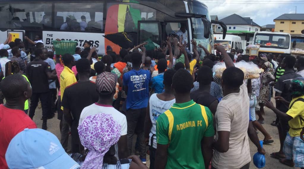#BringBackTheLove: Black Stars mobbed by fans enroute to Cape Coast ahead of South Africa Clash