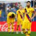 Lionel Messi reacts after Levante’s third goal. Photograph: Javier Barbancho/Reuters