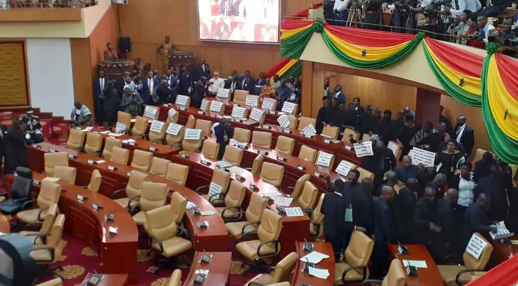 SONA 2020: Minority shun Nana Addo’s address as they stage a walk-out