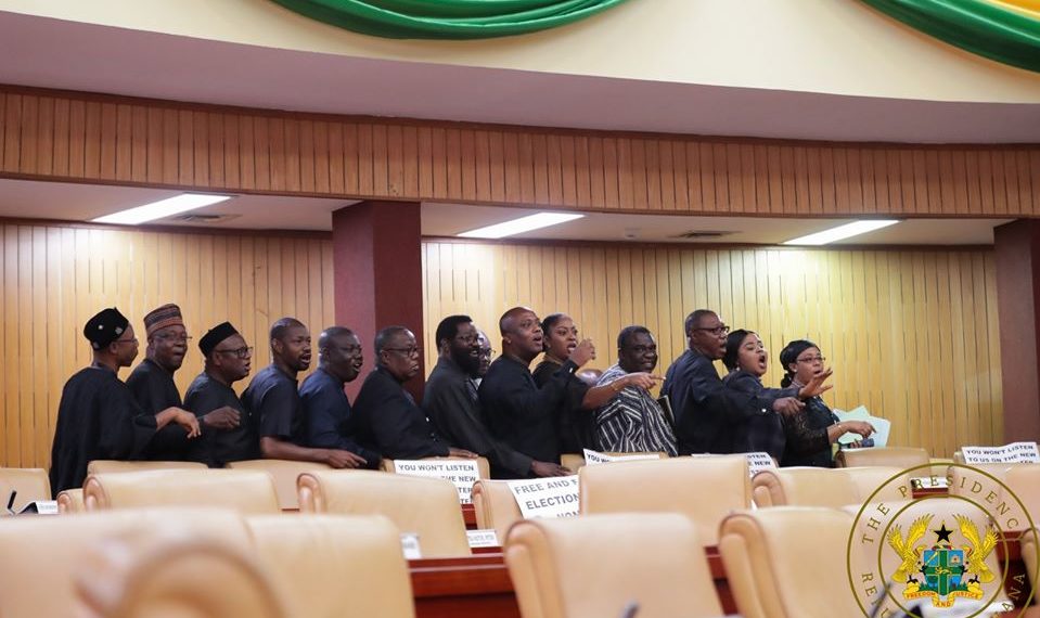 NDC MPs after walking out of parliament came back to collect their jollof and Drinks “Item 13” – Majority Leader