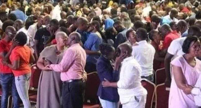 Photos: Pastor orders congregation to kiss randomly to glorify God
