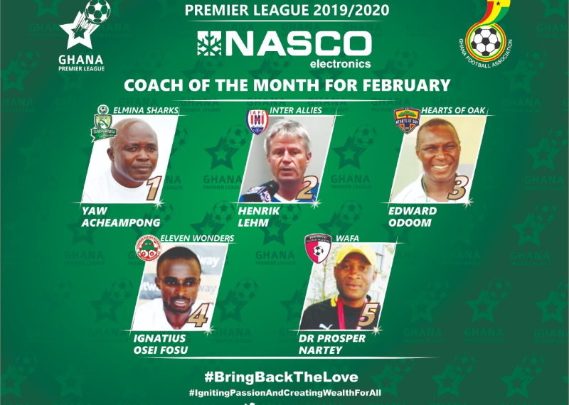 2019/20 GPL: February NASCO coach of the month nominees
