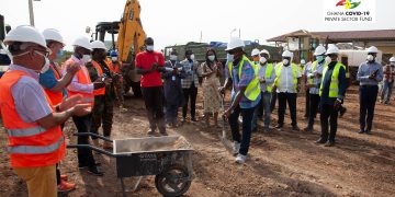 Edward Effah, cutting the sod on behalf of the President at the Ceremony