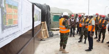 Lt Col A.B. Tekyi, briefing the CDS and his team on the project