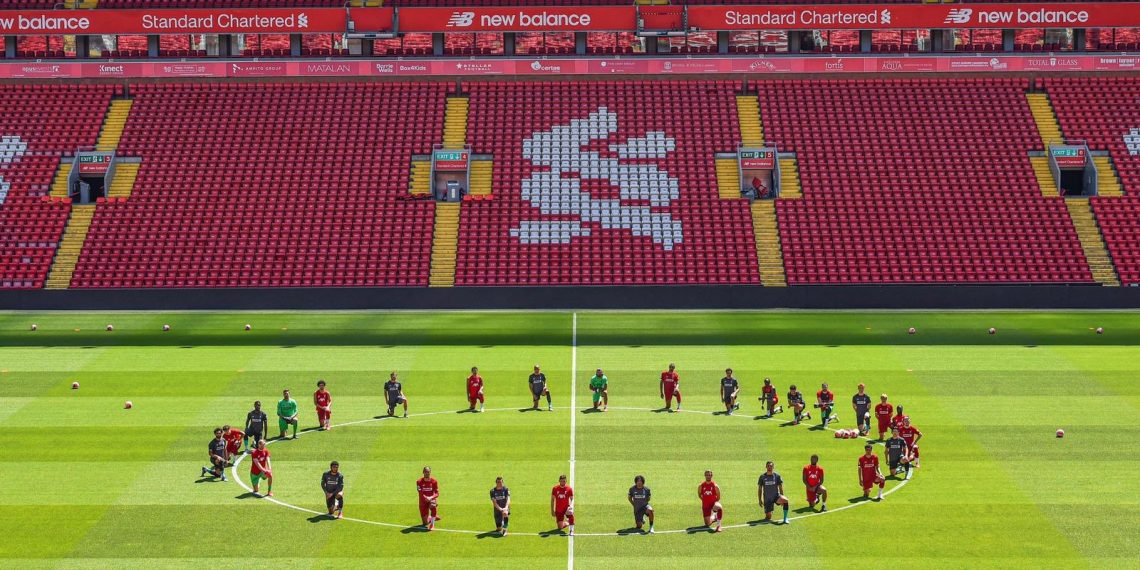 Liverpool kneel at Anfield in George Floyd tributes
