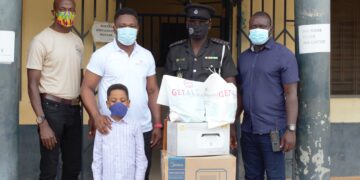 GET4LESS, E-commerce Manager Ransford Asamoah  support Gbawe Police station with PPEs and electronic gadgets