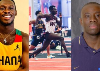 Leo Myles Mills reacts to Benjamin Azamati’s 100m national record
