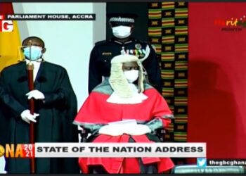 NDC MPs hoot at the Chief Justice in Parliament