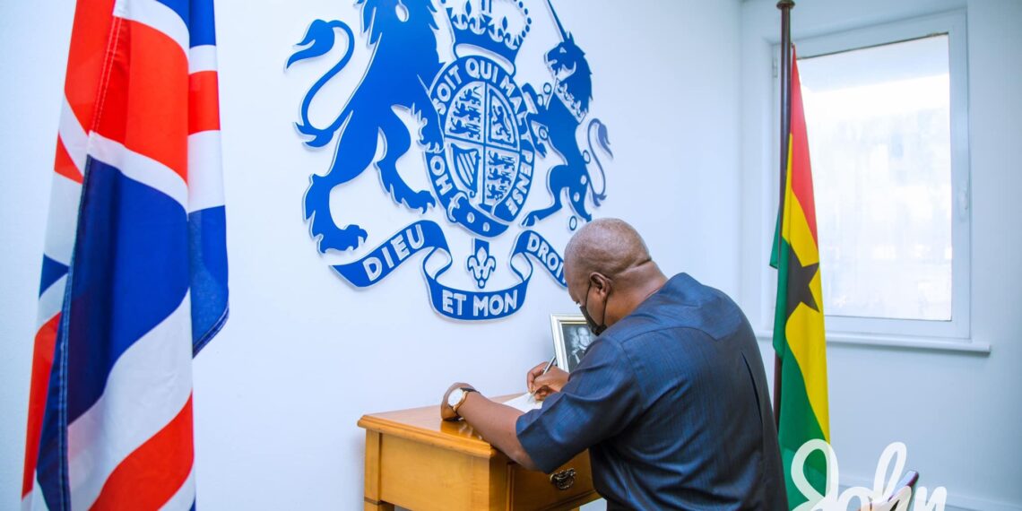 Photos: Ex-President Mahama signs book of condolence for Prince Philip