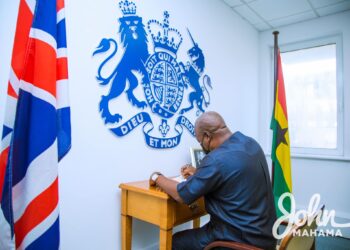 Photos: Ex-President Mahama signs book of condolence for Prince Philip