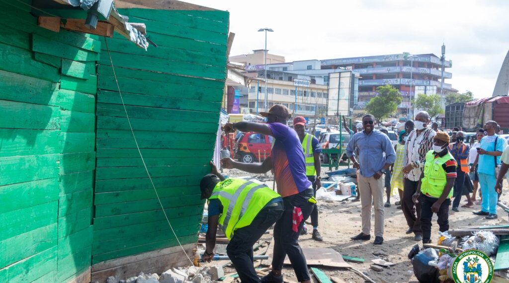 AMA demolishes illegal structures, containers at Rawlings Park