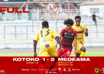 GPLonHappyFM: Medeama beat Kotoko in Obuasi to hand Coach Baretto first league defeat