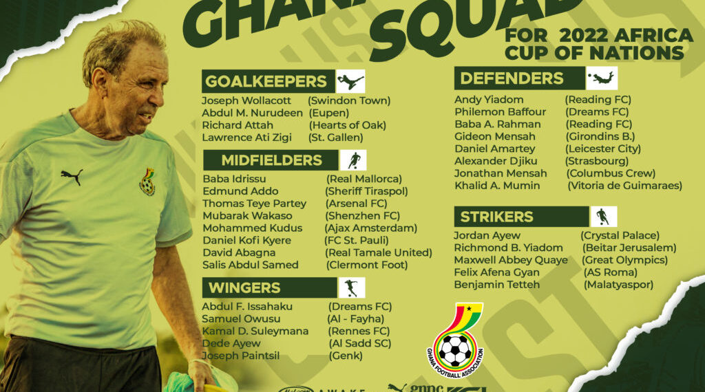 Ghana names provisional squad for 2022 African Cup Of Nations