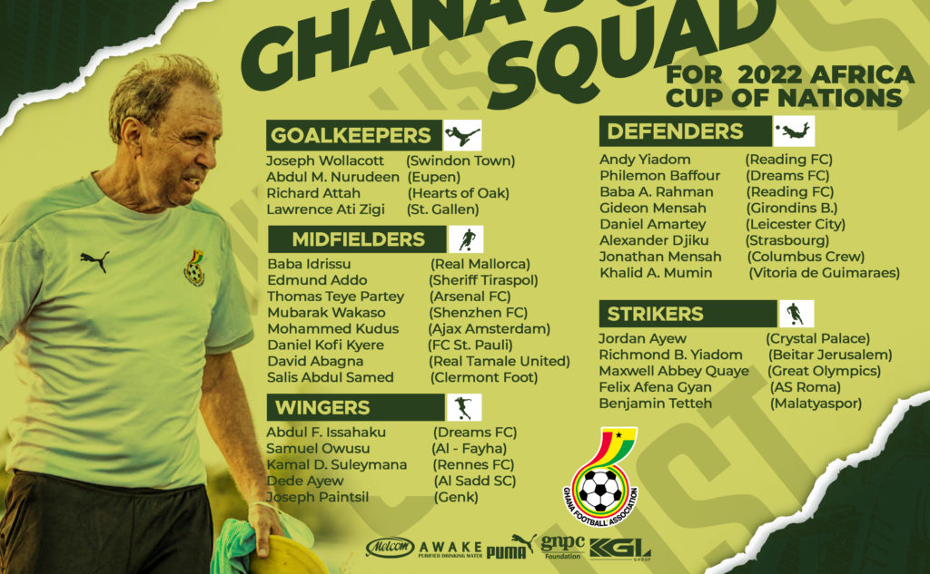 Ghana names provisional squad for 2022 African Cup Of Nations