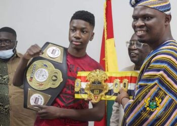 Joseph Awinongya Foundation presents Title Belt to Sports Minister