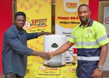 Tovila Water Solutions presents product worth Ghc5k to Happy FM’s Super Clash predict and win promo winner