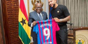 Memphis Depay pays courtesy call on President Nana Akufo-Addo