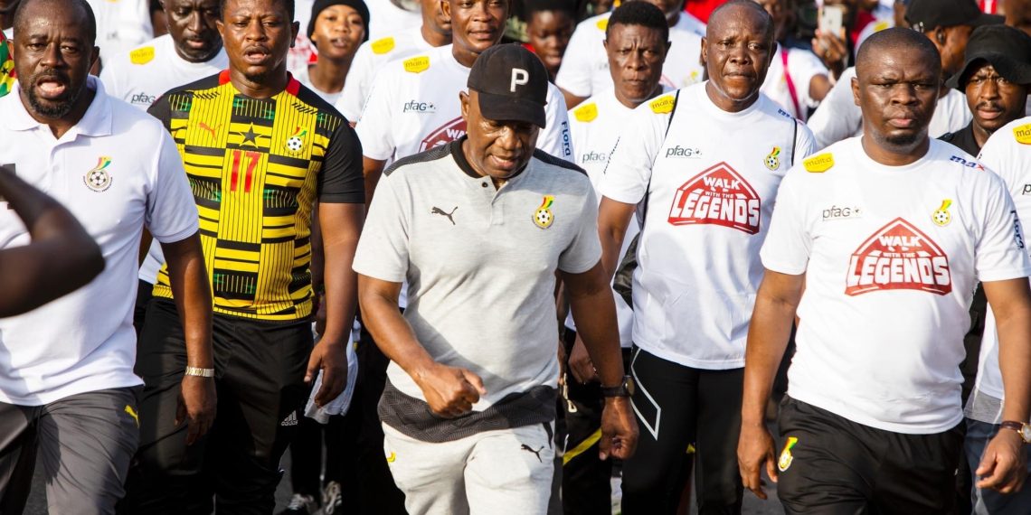 Sports Minister, Kurt Okraku, ex-footballers walk for Black Stars