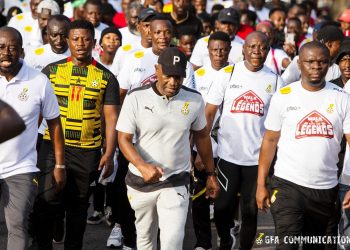 Sports Minister, Kurt Okraku, ex-footballers walk for Black Stars