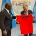 UN Chief Guterres receives Black Stars jersey from Prez.  Akufo-Addo