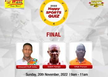 Happy Sports Quiz final; Anku, Kpogo, Forson to battle for ultimate prize