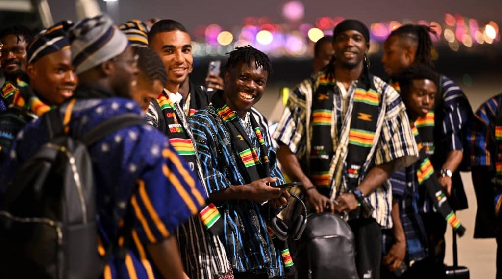 PHOTOS: Black Stars arrive in Qatar in a colorful smock