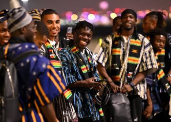 PHOTOS: Black Stars arrive in Qatar in a colorful smock