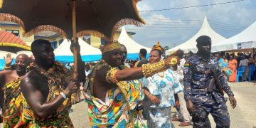 Watch how popular gay rights activist falls from palanquin during installment as Chief