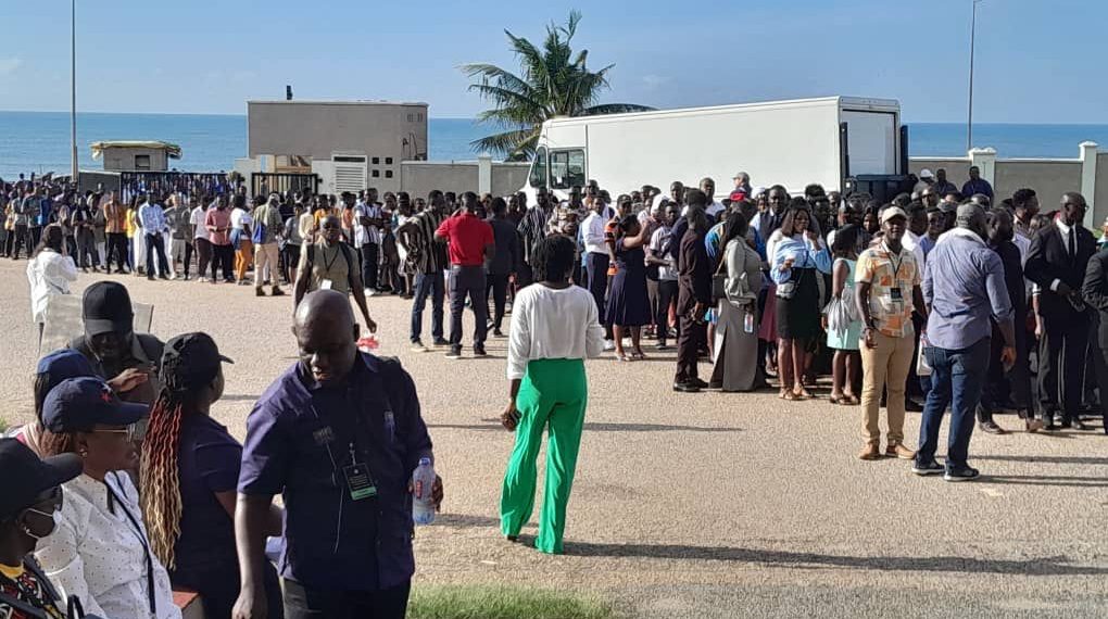 Hundreds queue to watch US Vice President Harris deliver key note speech