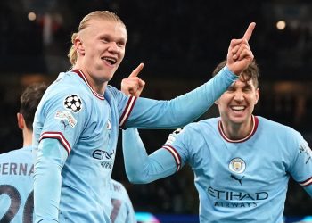Erling Haaland hits five to break Manchester City’s single-season scoring record