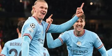 Erling Haaland hits five to break Manchester City’s single-season scoring record