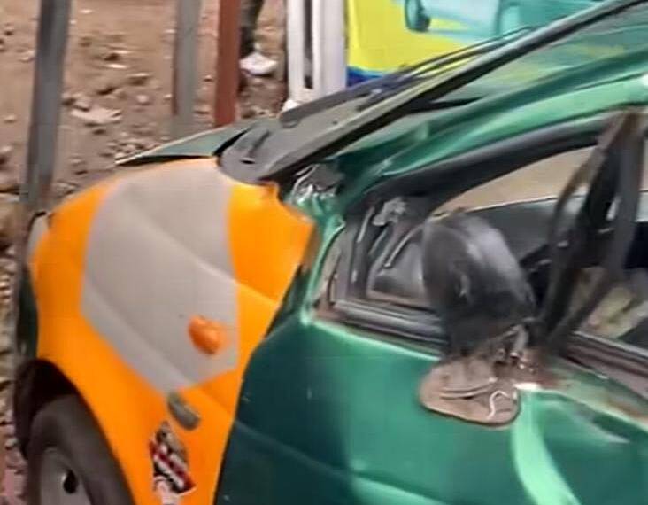 Taxi smashed by train at Alajo