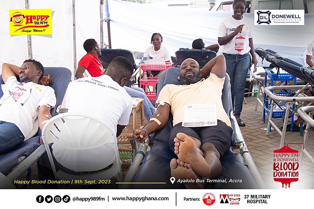 Hundreds partake in Happy FM/Donewell Insurance Blood Donation drive