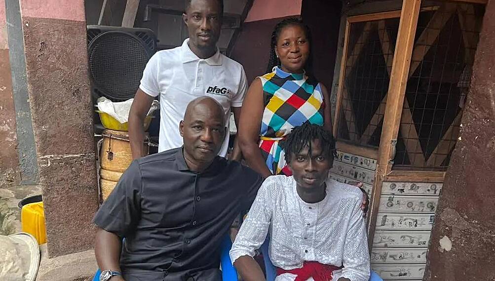 Ailing Legon Cities Goalkeeper William Essu receives support from PFAG