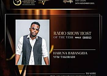 Y97.9FM’s Haruna Babangida receives Radio Show Host of the Year nomination