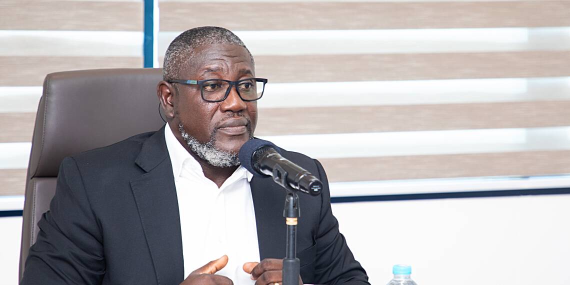 Mr. Daniel Wilson Addo, Managing Director, CBG, addressing the media