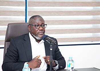 Mr. Daniel Wilson Addo, Managing Director, CBG, addressing the media