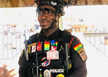 Meet Ghana's 'Commando' the Police Officer with the most camera gears planted on him