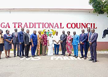 Some Board Members and Executive Management team of Opportunity International Savings and Loans at the Ga Traditional Council