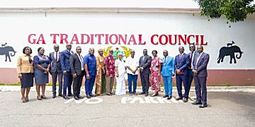 Some Board Members and Executive Management team of Opportunity International Savings and Loans at the Ga Traditional Council