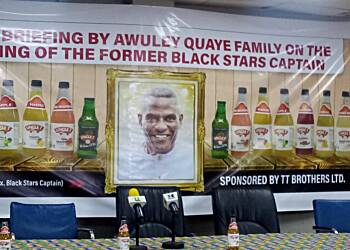 Awuley Quaye Snr’s State burial: Family thanks Ministry of Youth and Sports, GFA, TT Brothers Former Black Stars captain, Emmanuel Awuley Quaye Snr will be given a State burial at the forecourt of State House on Saturday, June 8, 2024. The funeral arrangements of the Accra Great Olympics legend was announced at a press briefing at the Accra Sports Stadium on Thursday, May 30, 2024, by his family led by his son Rev. Awuley Quaye Jnr. Rev. Awuley Quaye Jnr told the press that President Nana Addo Dankwa Akufo-Addo, Sports Minister Mustapha Ussif, GFA president Kurt Okraku and other top personalities are all expected to attend. “The funeral will be held on Saturday, June 8, at the forecourt of State House. We thank the President, Sports Minister, GFA and TT Brothers who even made sure that this press conference will come on,” he said. Emmanuel Awuley Quaye Snr captained both Accra Great Olympics and the Black Stars leading Ghana to the 1978 African Cup of Nations.