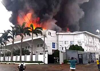Christ Embassy Headquarters in Lagos catches fire.