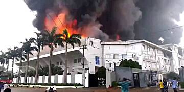 Christ Embassy Headquarters in Lagos catches fire.