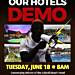 Hands off our hotels demo scheduled for June 18